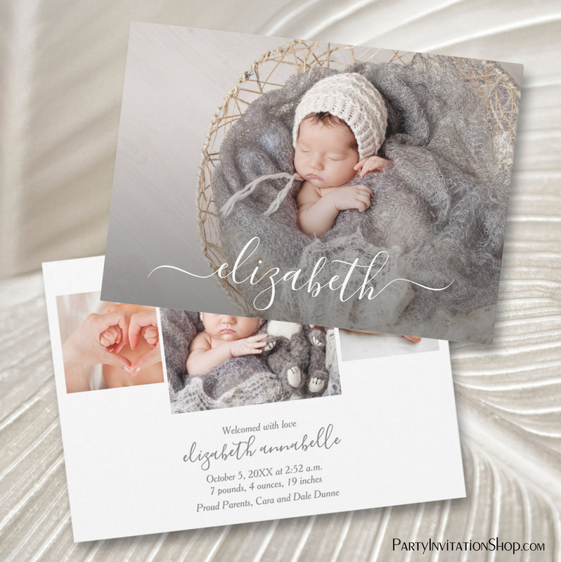Newborn Photo Collage Script Birth Announcements