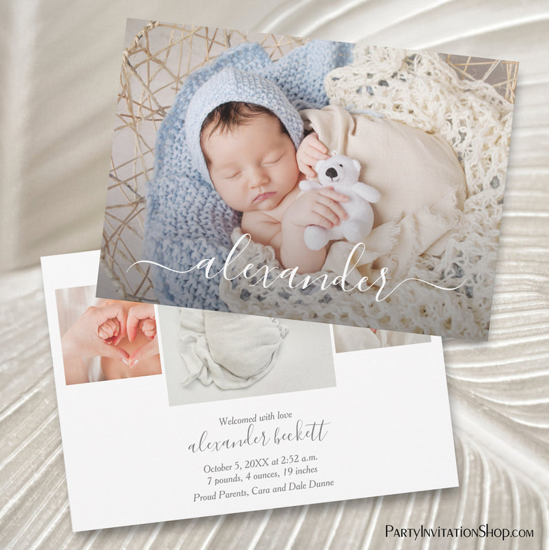 Newborn Photo Collage Script Birth Announcements