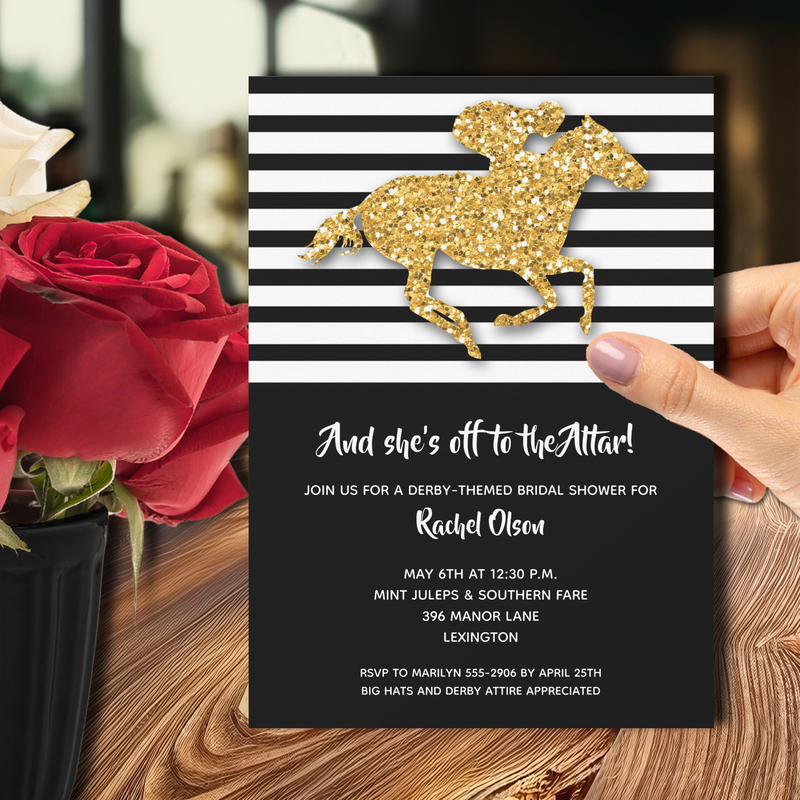 Off to the Altar Derby Horse Bridal Shower Invitations