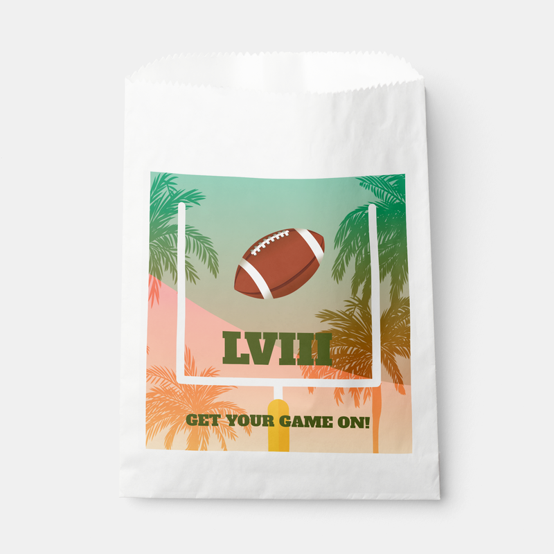 Palm Trees and Football Uprights Party Favor Bags at PartyInvitationShop.com
