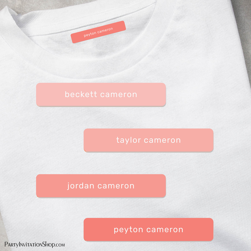 Peach Kids Name Iron On Clothing Labels