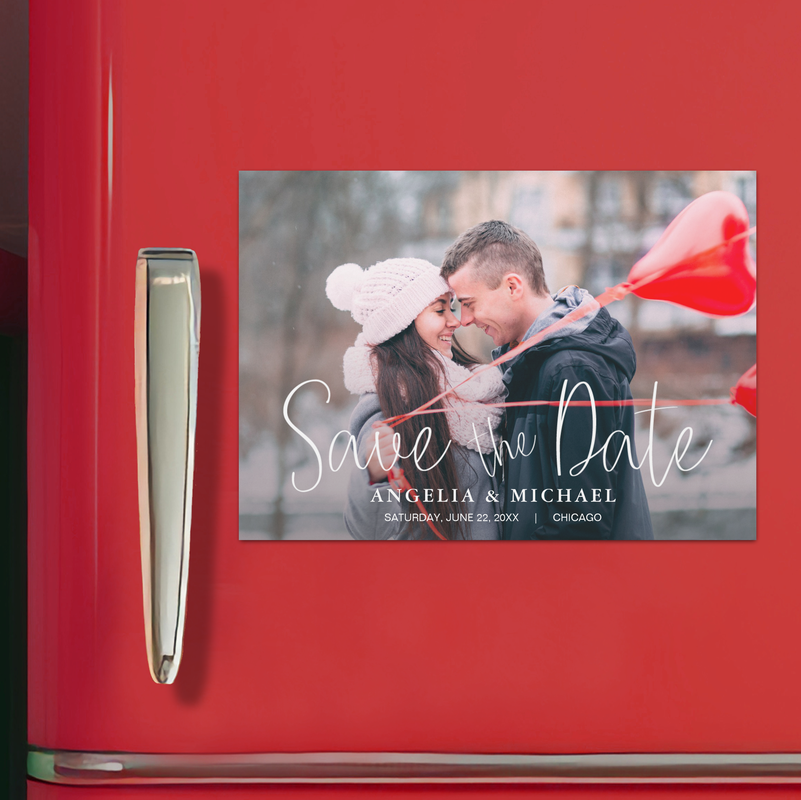 Simple Casual Wedding Photo Save the Date Magnet