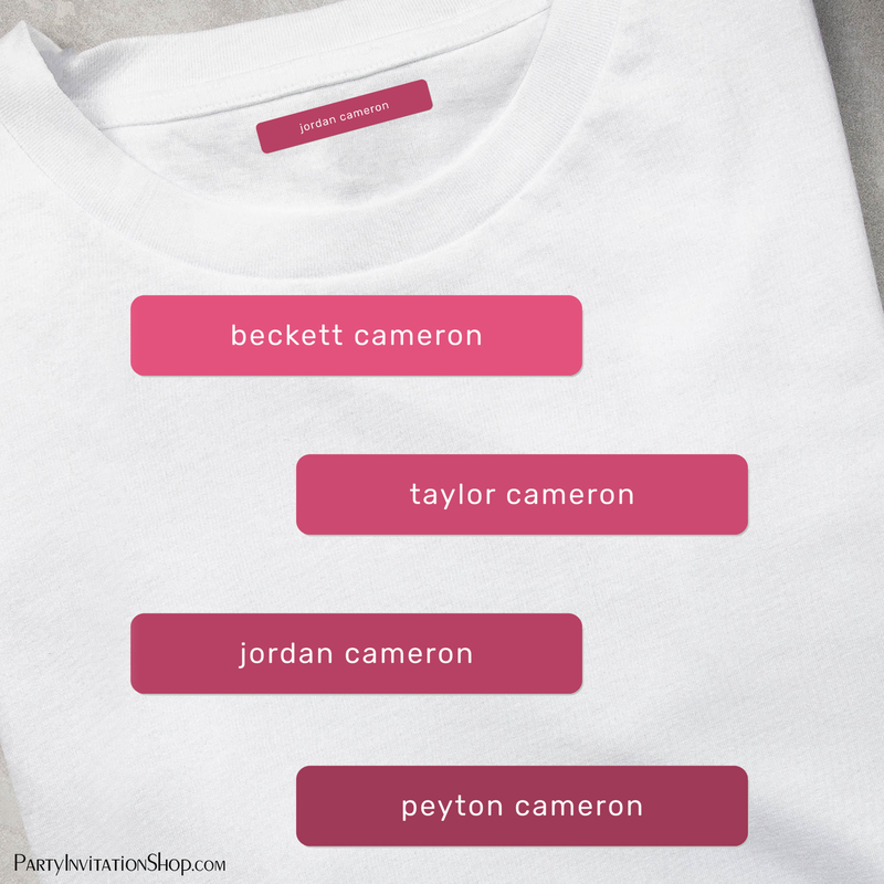Pink Kids Name Iron On Clothing Labels