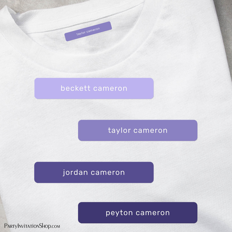 Lavender to Purple Kids Name Iron On Clothing Labels