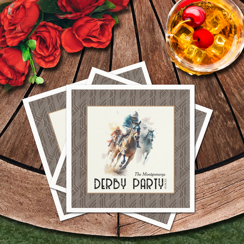 Race Horses Derby Party Brown Napkins