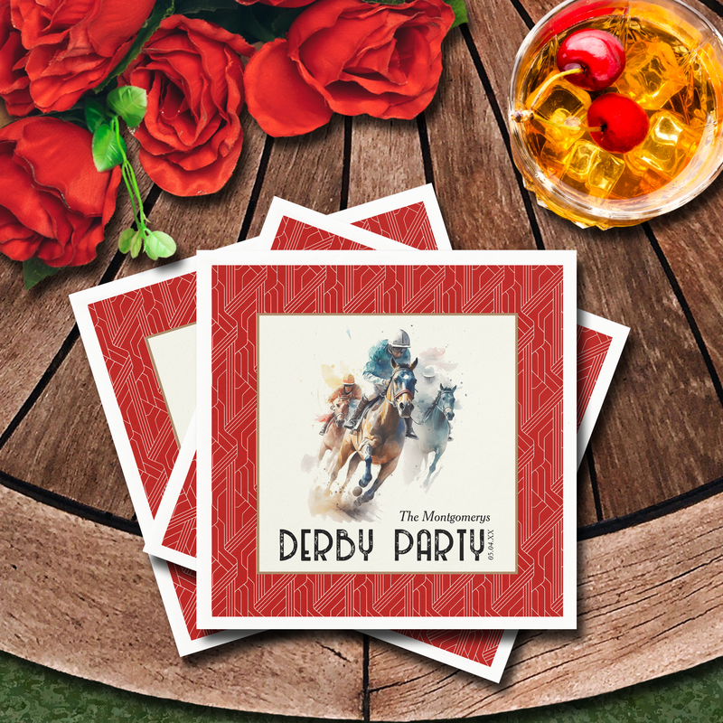 Race Horses Derby Party Red Napkins