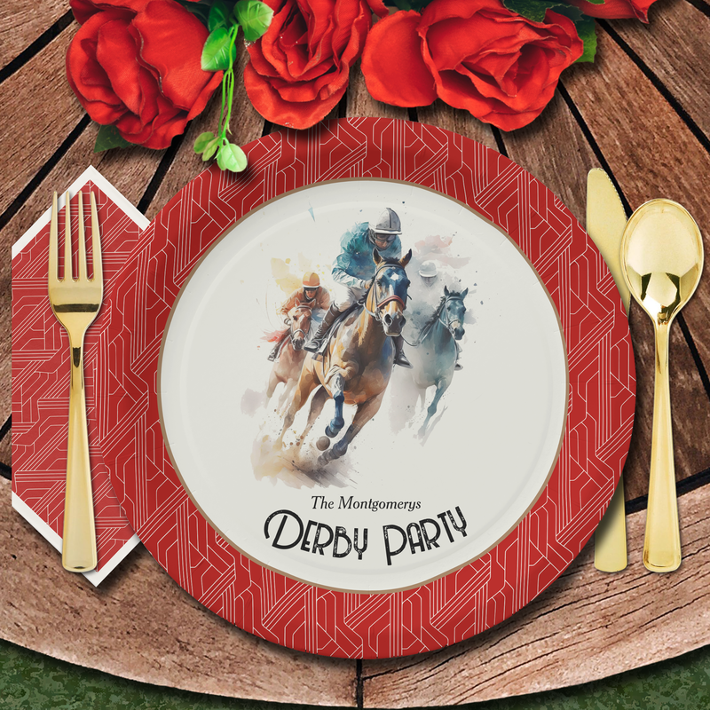 Race Horses Derby Party Red Paper Plates
