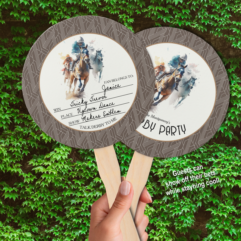 Racehorses Derby Party Brown Hand Fans