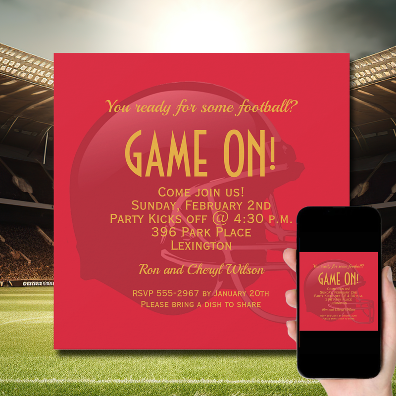 Red Game Day Football Helmet Invitations