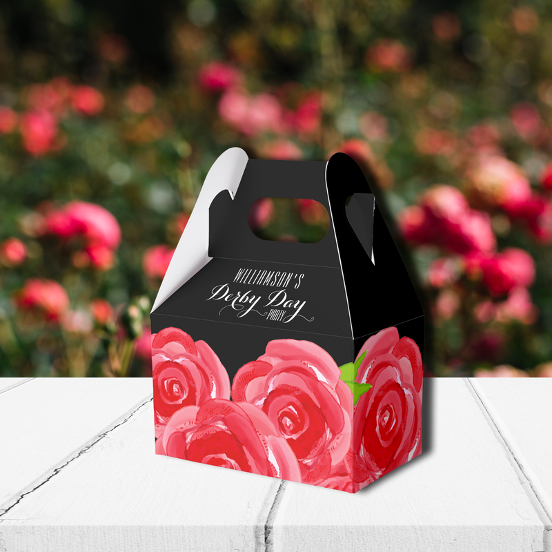 Red Roses Floral Derby Gable Style Favor Boxes