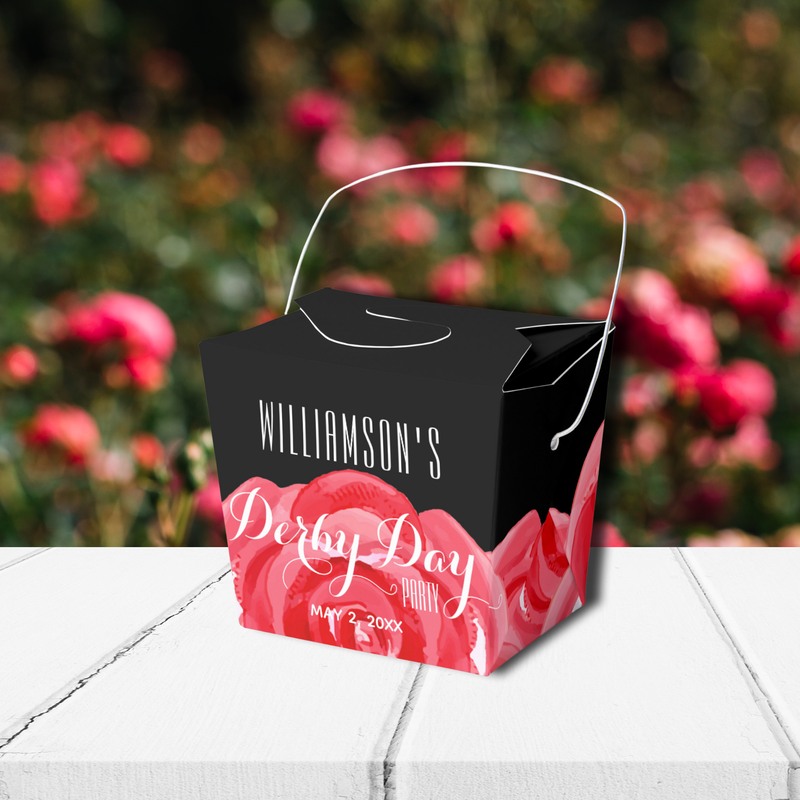 Watercolor Red Roses Floral Derby Day Favor Boxes