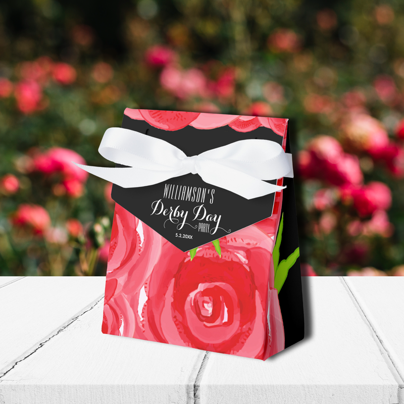 Watercolor Roses Floral Derby Day Favor Boxes