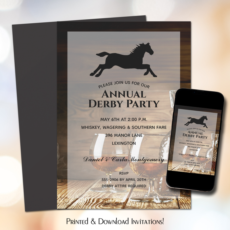 Rustic Bourbon Derby Party Invitations