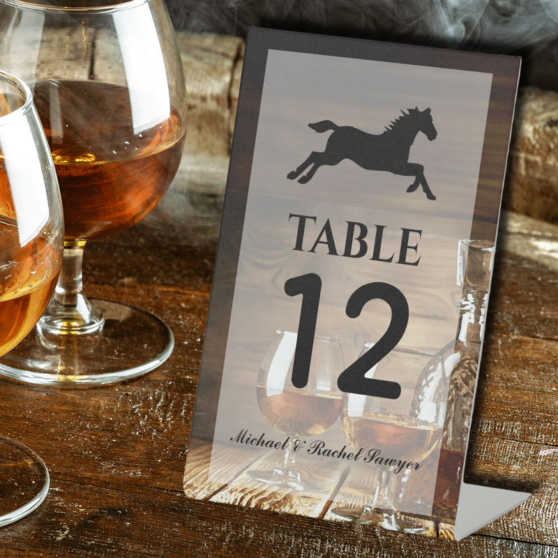 Rustic Bourbon Whiskey Table Number Pedestal Sign