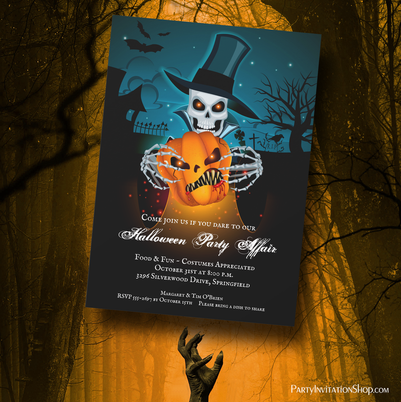 Skeleton Wicked Affair Halloween Invitations