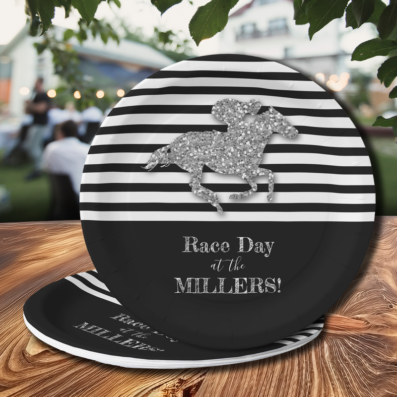 Silver Racehorse Derby Paper Plates