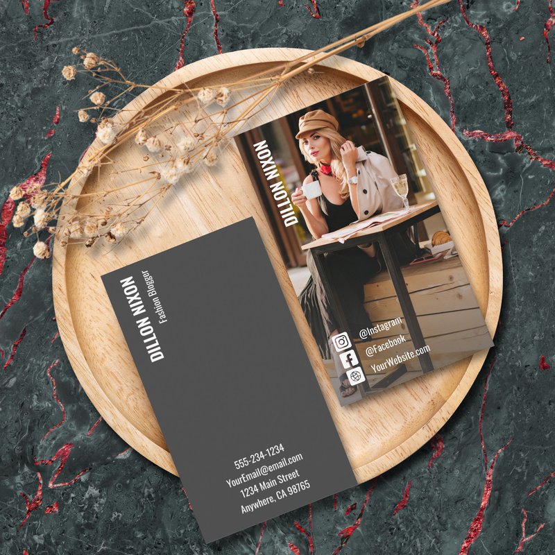 Chic Photo Fashion Social Media Business Cards