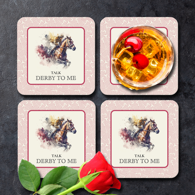 Talk Derby to Me Race Horse Red Square Paper Coasters