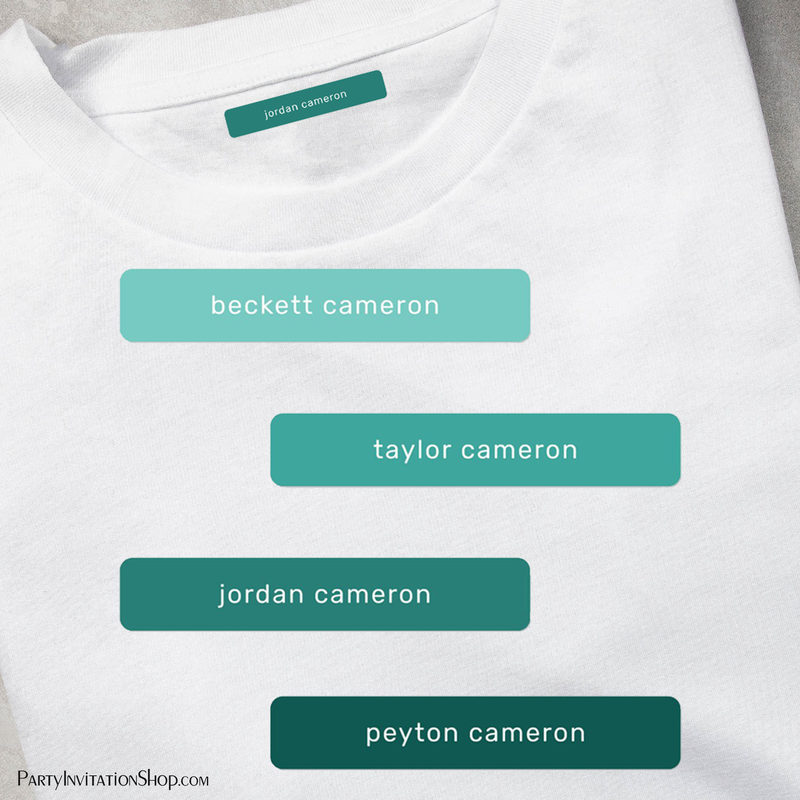 Teal Kids Name Iron On Clothing Labels