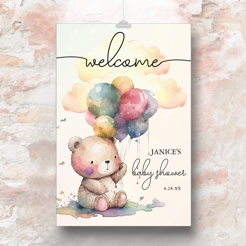 Teddy Bear Baby Shower Large Welcome Poster