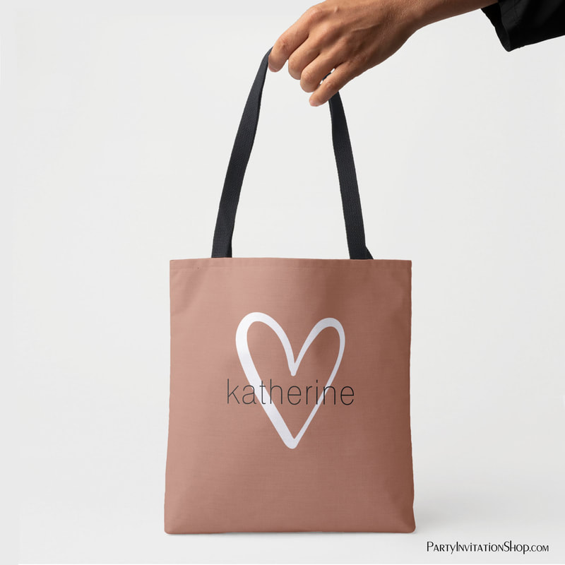 Chic Heart Personalized Terracotta Tote Bag