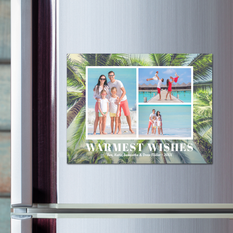 Tropical Palm Trees Christmas Photo Magnetic Cards