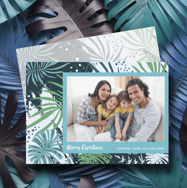Tropical Plants Christmas Photo Holiday Cards
