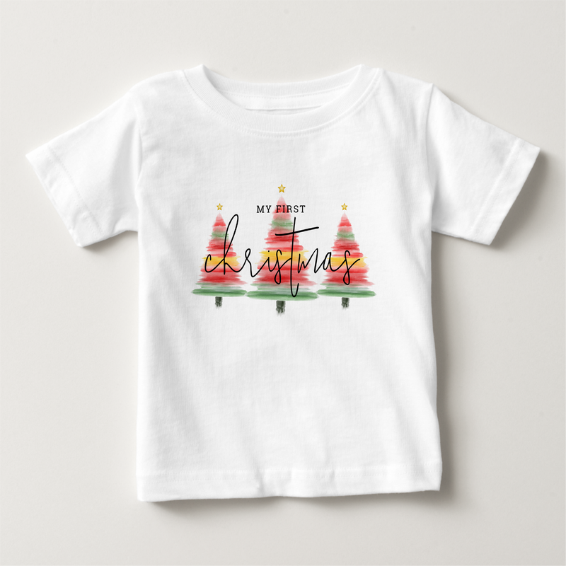 Watercolor Christmas Trees Baby T-Shirt