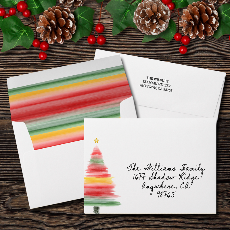 Watercolor Christmas Tree Envelopes
