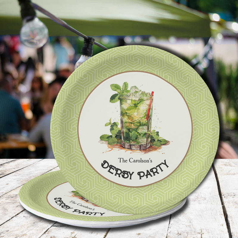 Watercolor Mint Julep Derby Party Paper Plates
