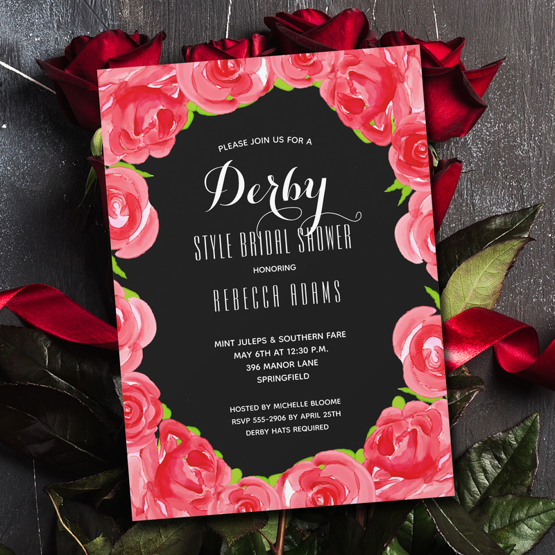 Red Roses Kentucky Derby Party Invitations