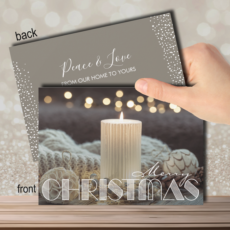 White Candle Cozy Christmas Holiday Cards