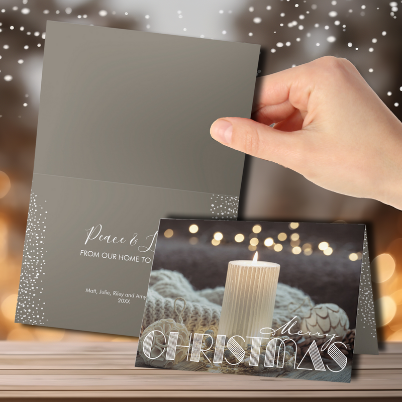 White Candle Cozy Christmas Folded Holiday Cards