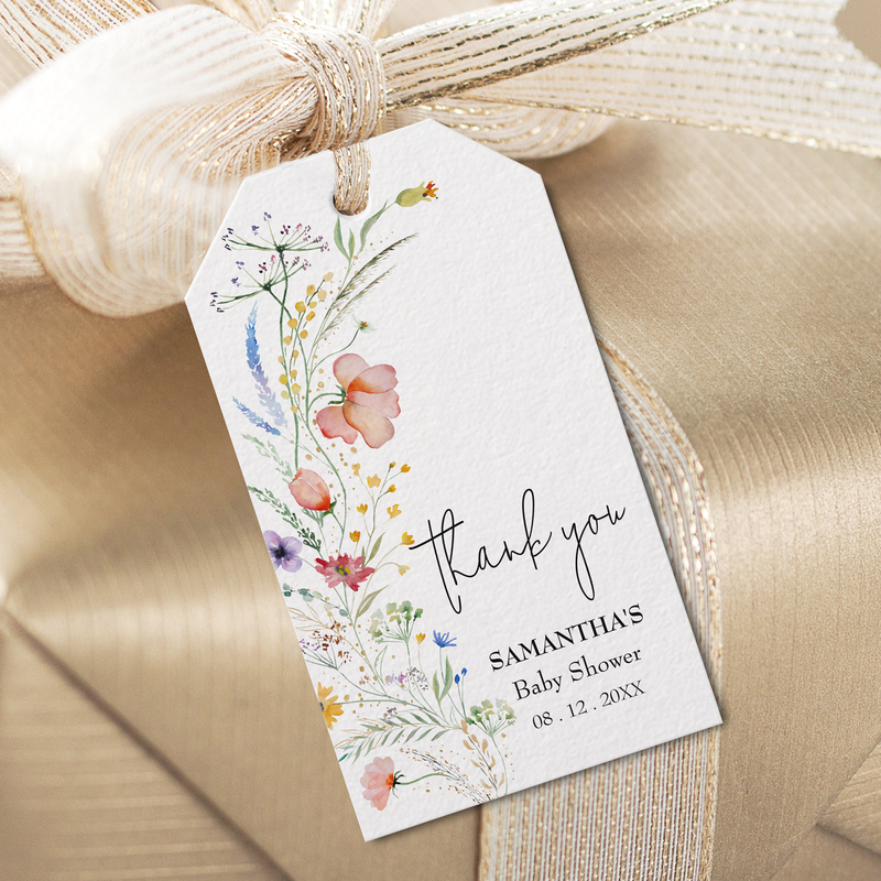 Wildflowers Baby Shower Favor Gift Tags
