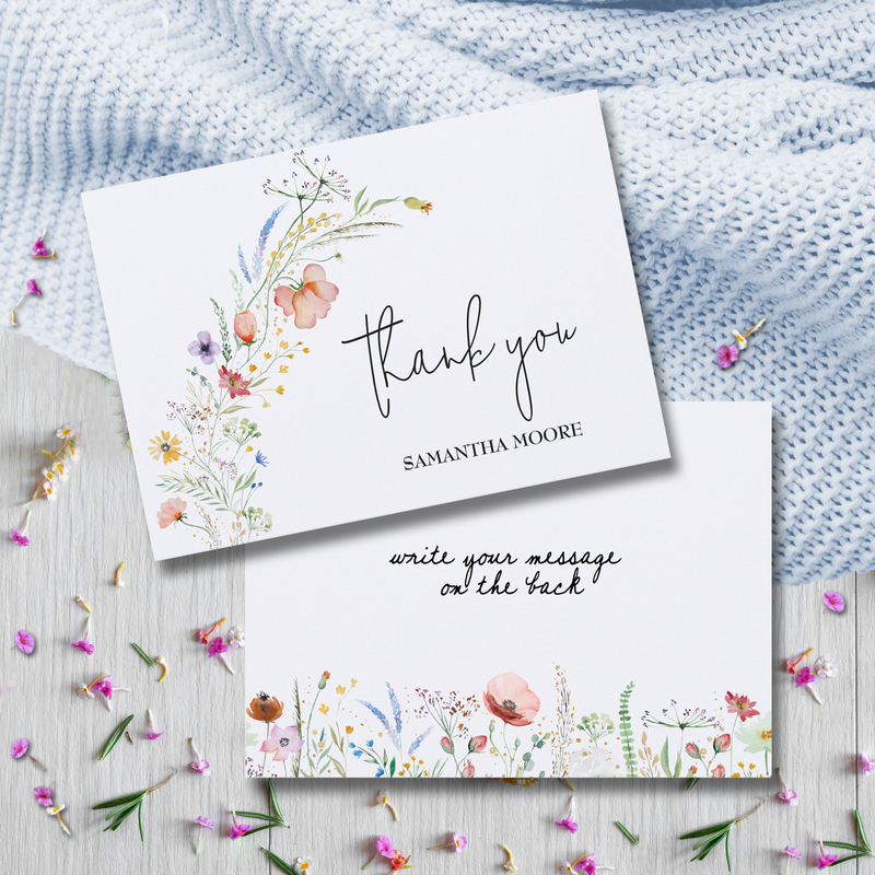Wildflowers Boy Baby Shower Thank You Cards