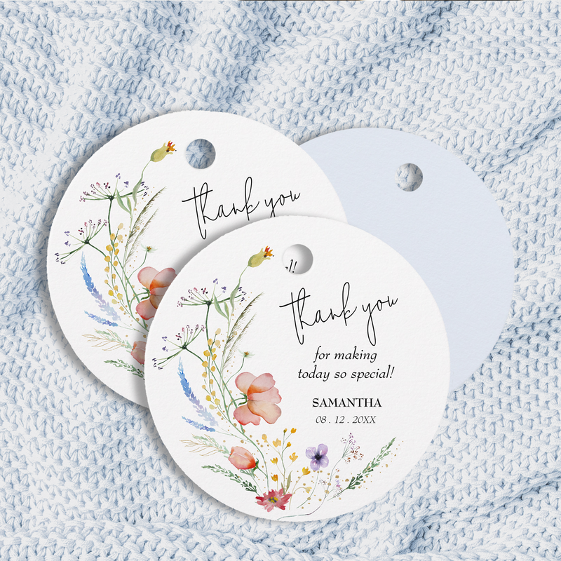 Wildflowers Boy Baby Shower Thank You Favor Tags