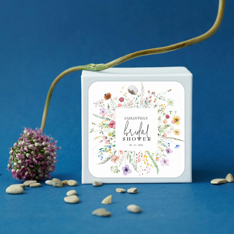 Wildflowers Bridal Shower Square Stickers