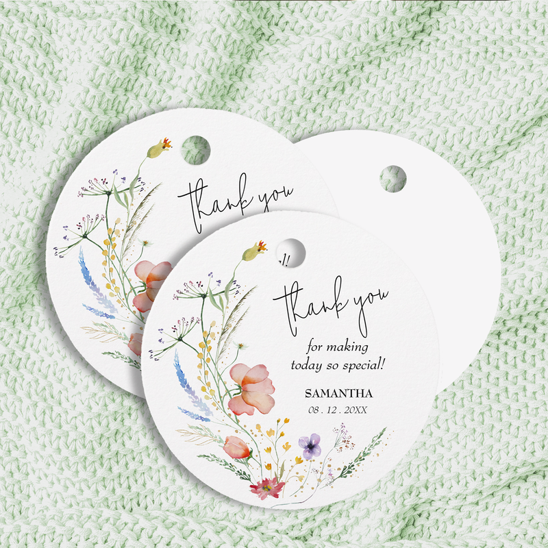Wildflowers Baby Shower Thank You Favor Tags