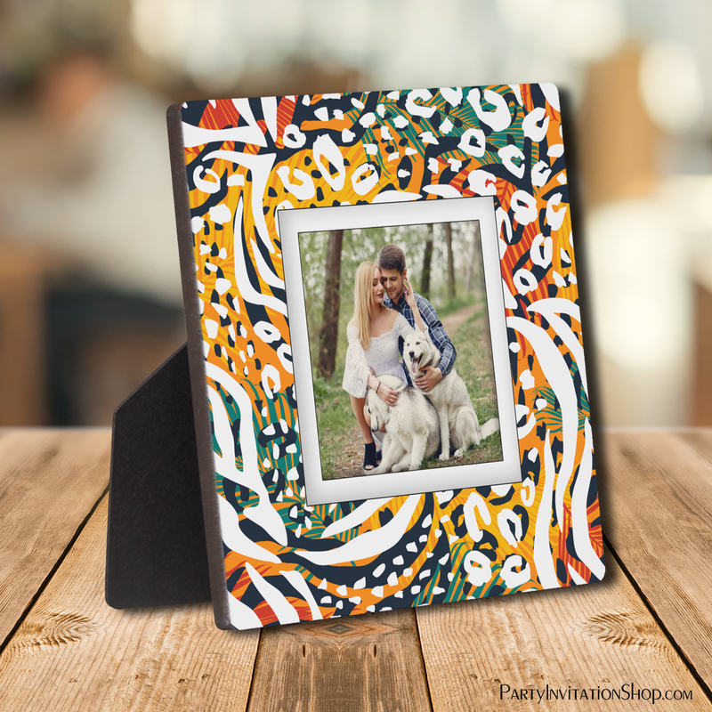 Your Photo Colorful Animal Print Frameless Easel Back Plaque
