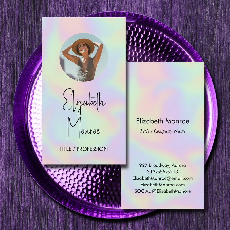Holographic Opal Gemstone Photo Business Cards