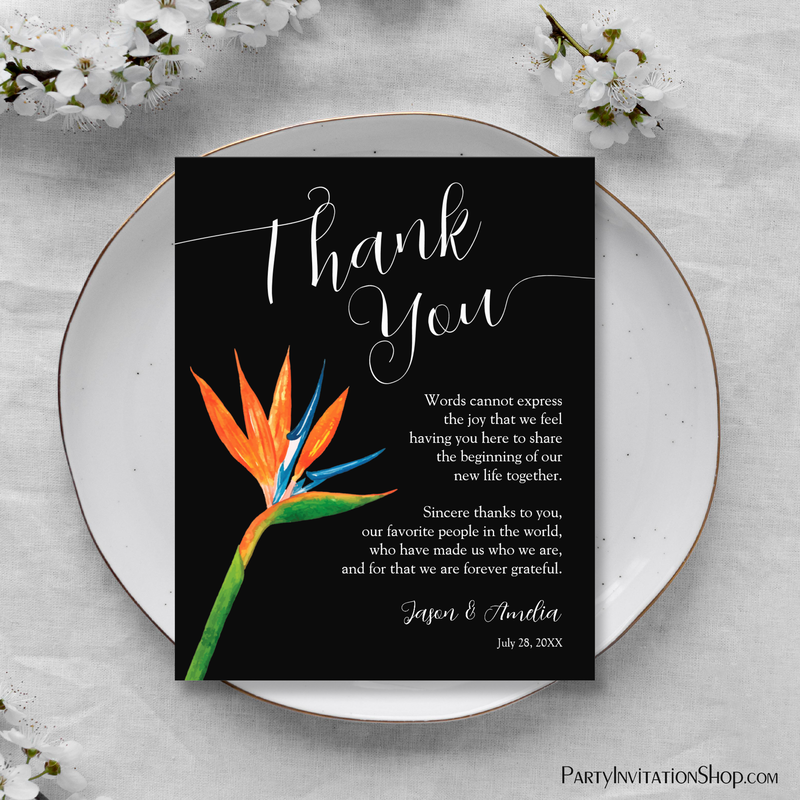 Bird of Paradise Floral Wedding Plate Thank You Flyer