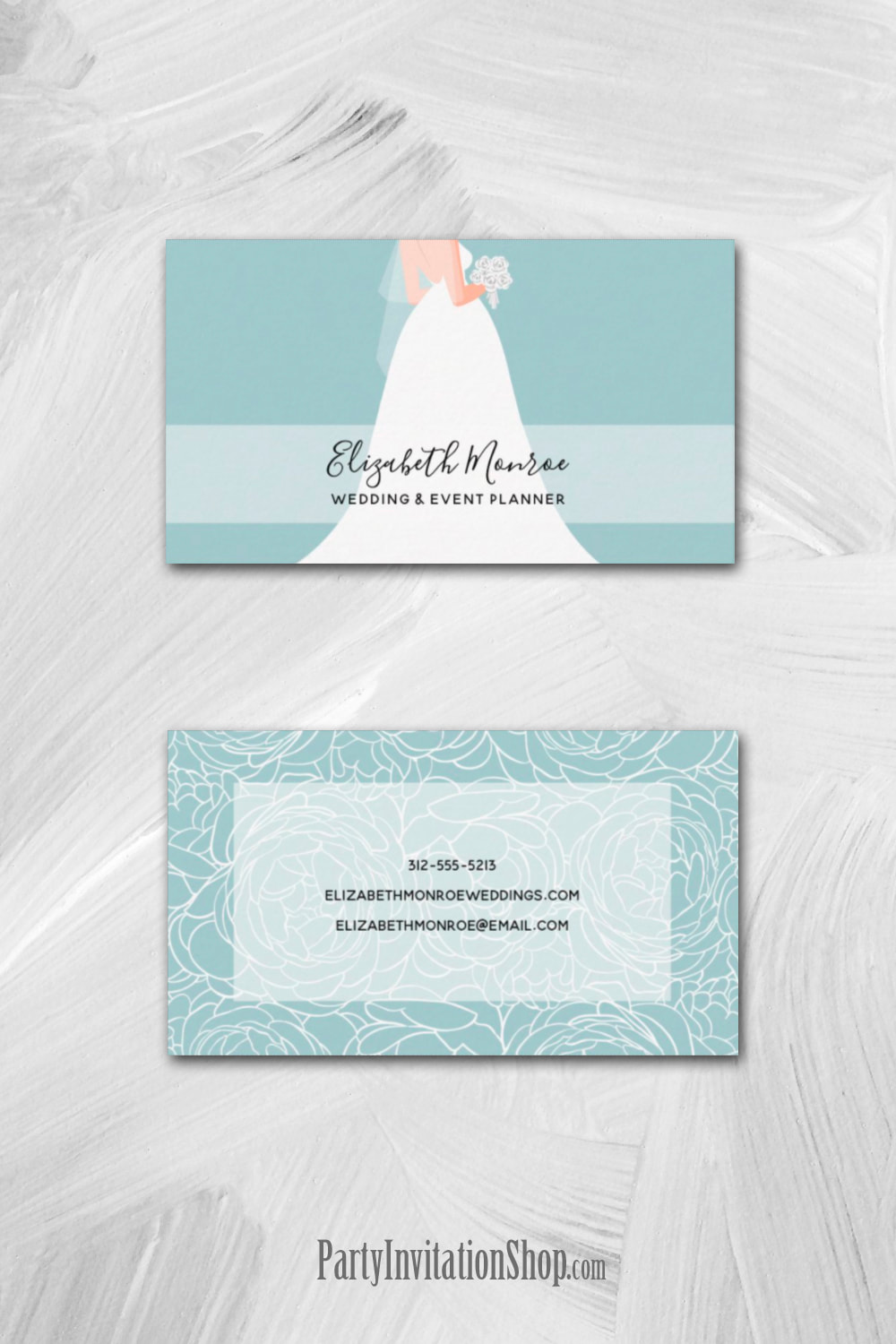 Elegant Dusty Blue Wedding Event Planner Business Cards
