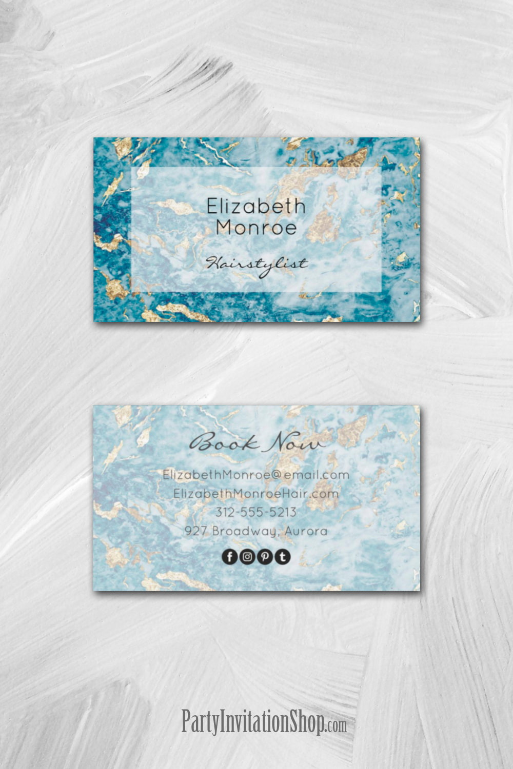 Blue Gold Watercolor Design Business Cards