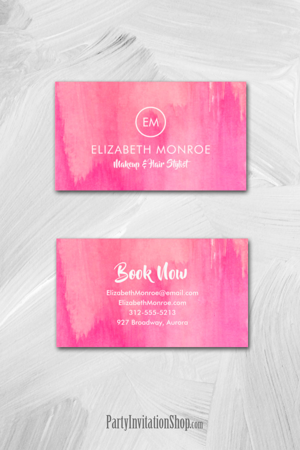 Trendy Pink Salon Makeup Hair Stylist Business Cards