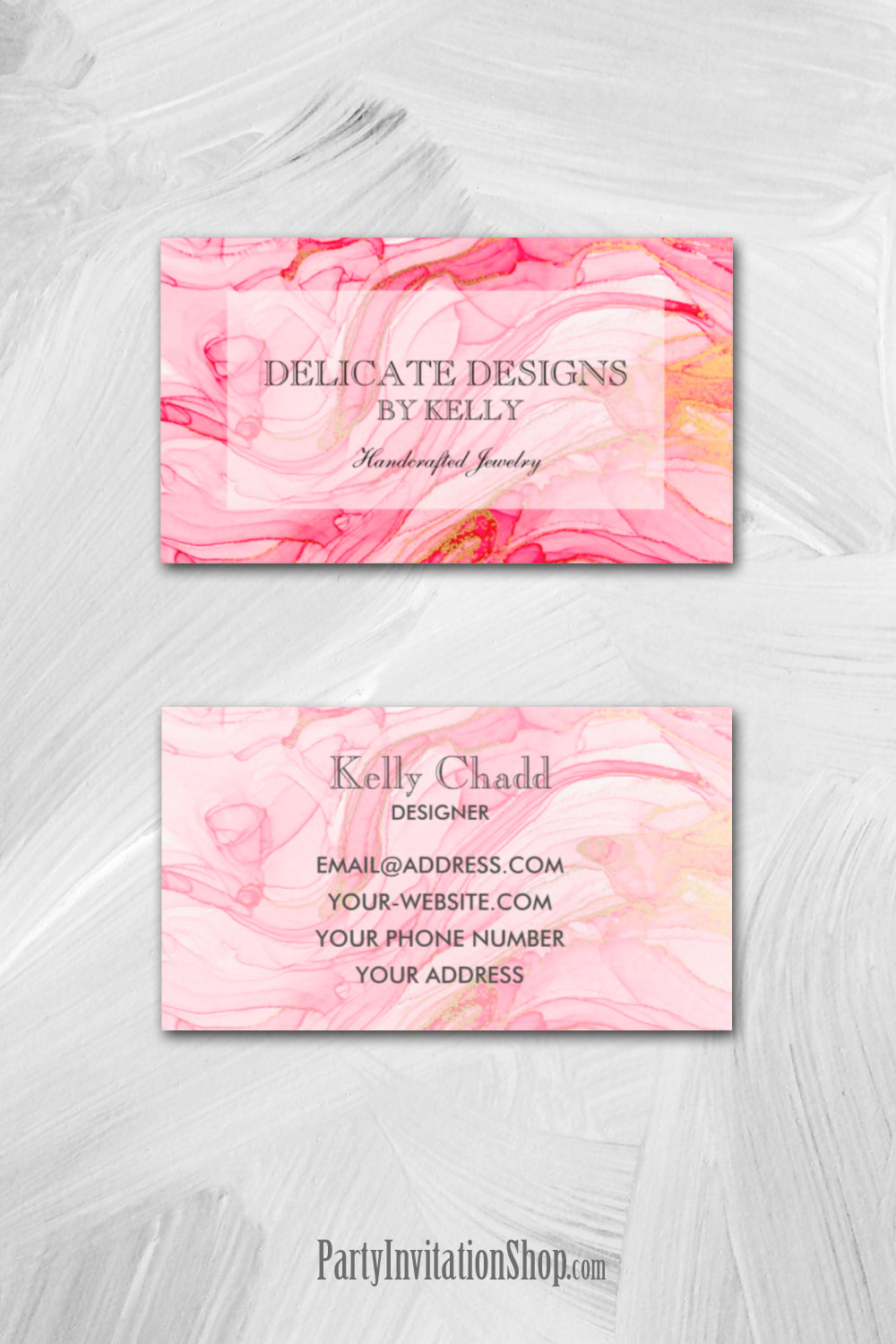 Pink Gold Watercolor Design Business Cards