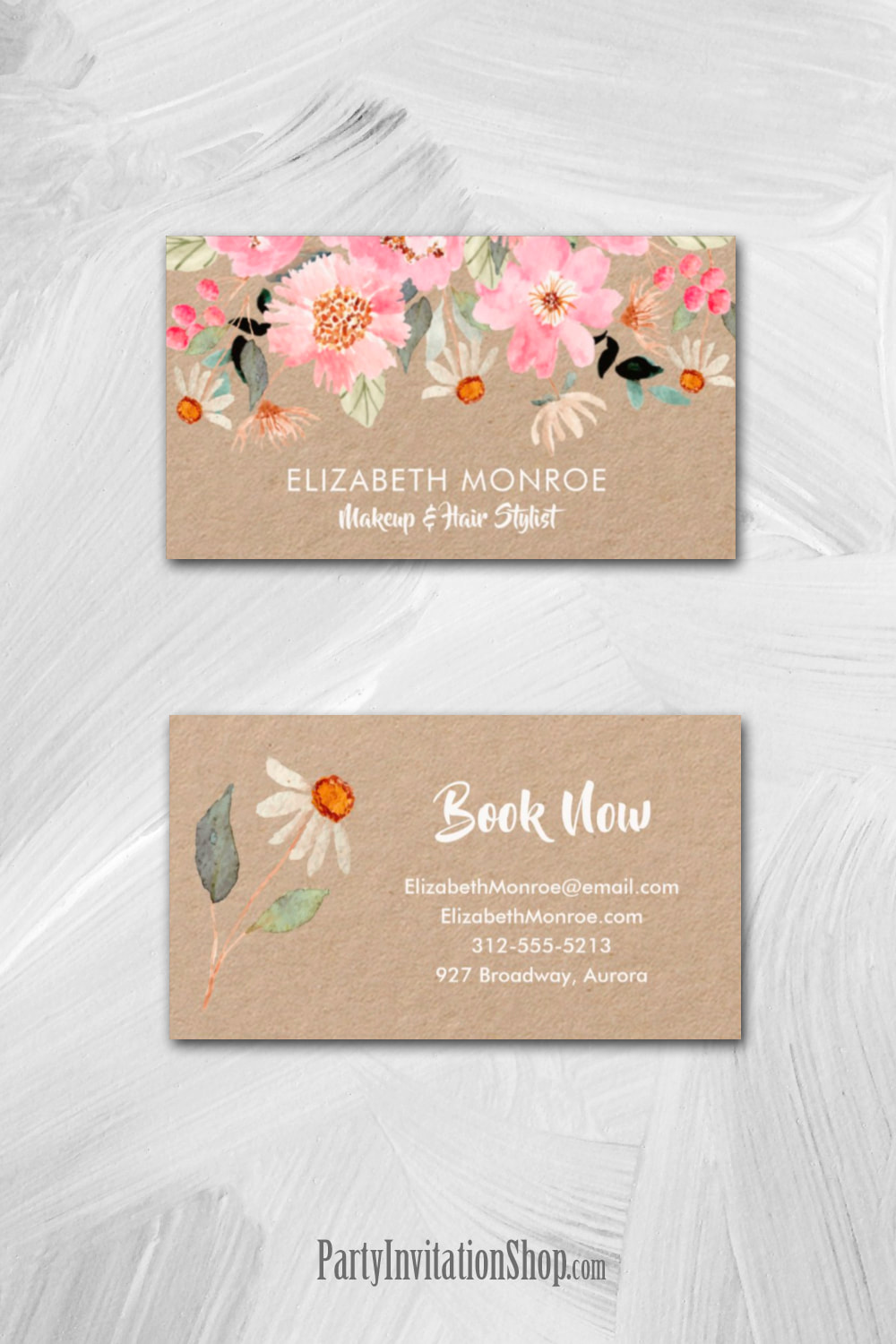 Pink Garden Flowers Salon Makeup Hair Stylist Business Cards