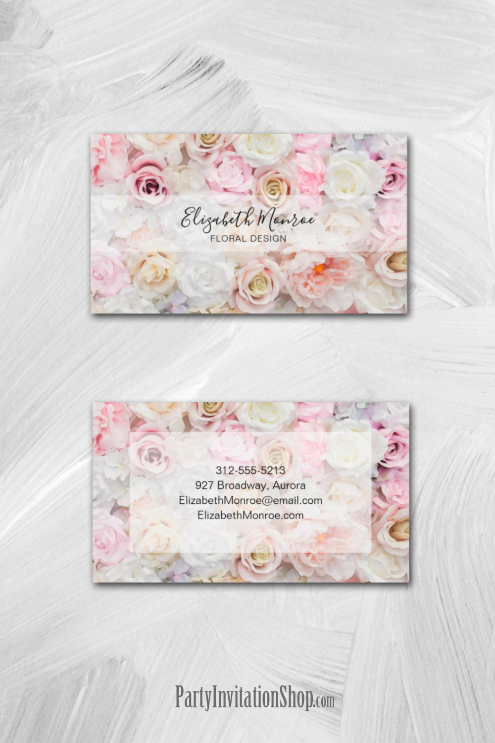 Pastel Roses Floral Designer Business Card