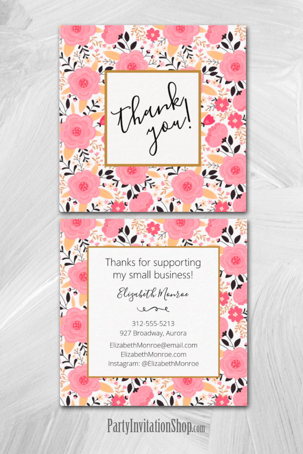 Floral Small Business Thank You Cards 