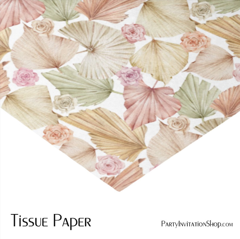Watercolor Palm Leaves and Roses Tissue Paper